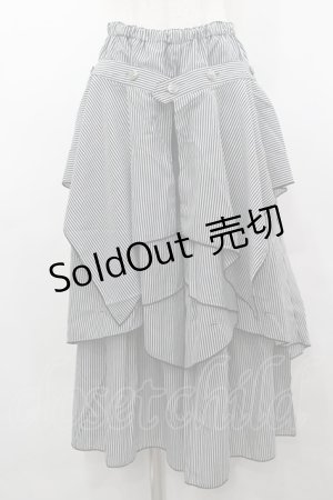 画像: ALGONQUINS / ストライプフリルパンツ  黒Ｘ白 I-26-03-14-096-AL-PA-SA-ZI