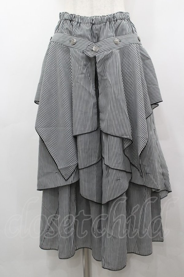 画像1: ALGONQUINS / ストライプフリルパンツ  黒Ｘ白 I-26-03-14-096-AL-PA-SA-ZI (1)
