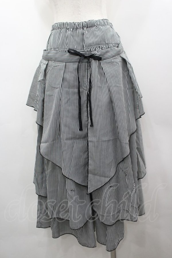 画像3: ALGONQUINS / ストライプフリルパンツ  黒Ｘ白 I-26-03-14-096-AL-PA-SA-ZI (3)