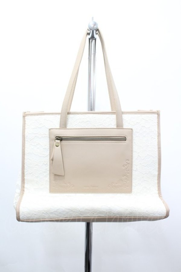 画像1: axes femme / A4レーススクエアトート  アイボリー I-26-03-14-103-AX-BG-HR-ZI (1)