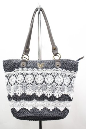 画像: axes femme / 雑材×レーストートバッグ  紺 I-26-03-14-104-AX-BG-HR-ZI