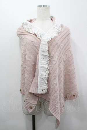 画像: an another angelus / レースニットストール  ピンクＸ白 I-26-03-14-105-CA-TO-SA-ZI