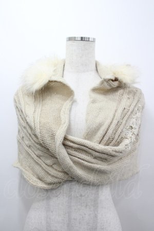 画像: axes femme / ファー付ニットスヌード  ベージュ I-26-03-14-106-AX-ZA-HR-ZI