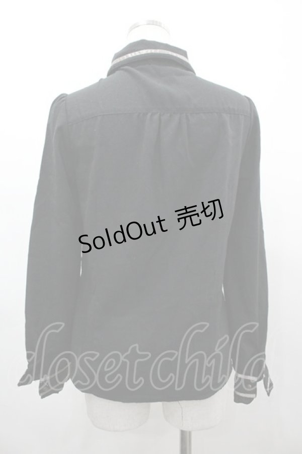 画像2: axes femme / フロントフリル長袖ブラウス M 黒 I-26-03-14-011-AX-BL-TE-ZI (2)