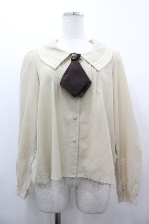 画像: Fi.n.t / タイ付きライン衿ブラウス F ベージュ I-26-03-14-002-CA-BL-TE-ZI