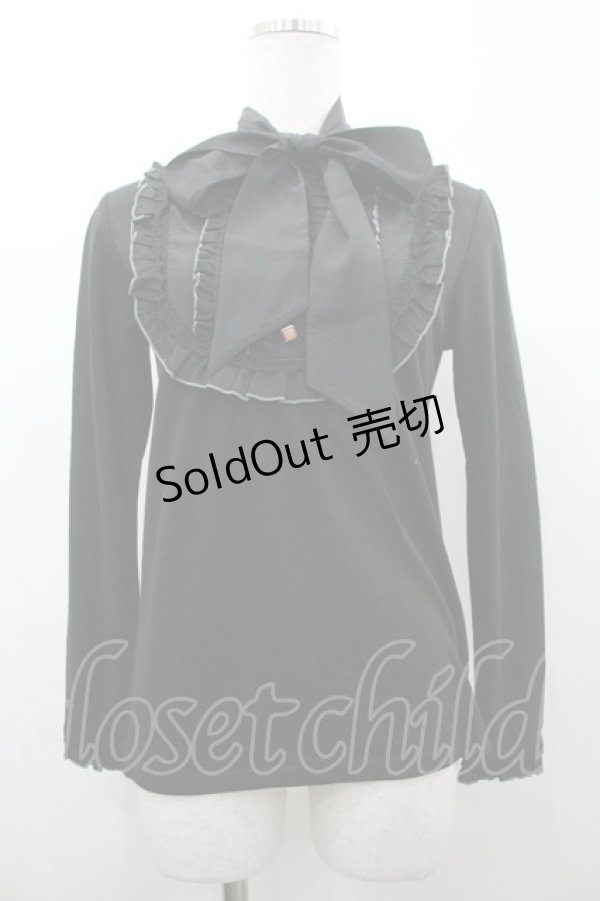 画像1: axes femme / ボータイ付きブラウス風プルオーバー M 黒 I-26-03-14-014-AX-TO-TE-ZI (1)