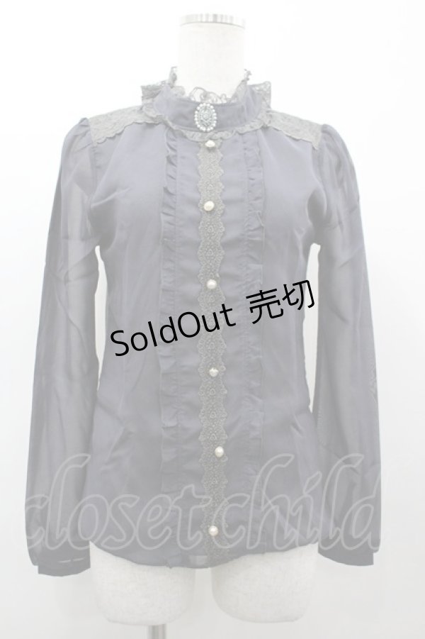 画像1: axes femme / 異素材使いブラウス風プルオーバー M グレー I-26-03-14-017-AX-TO-TE-ZI (1)