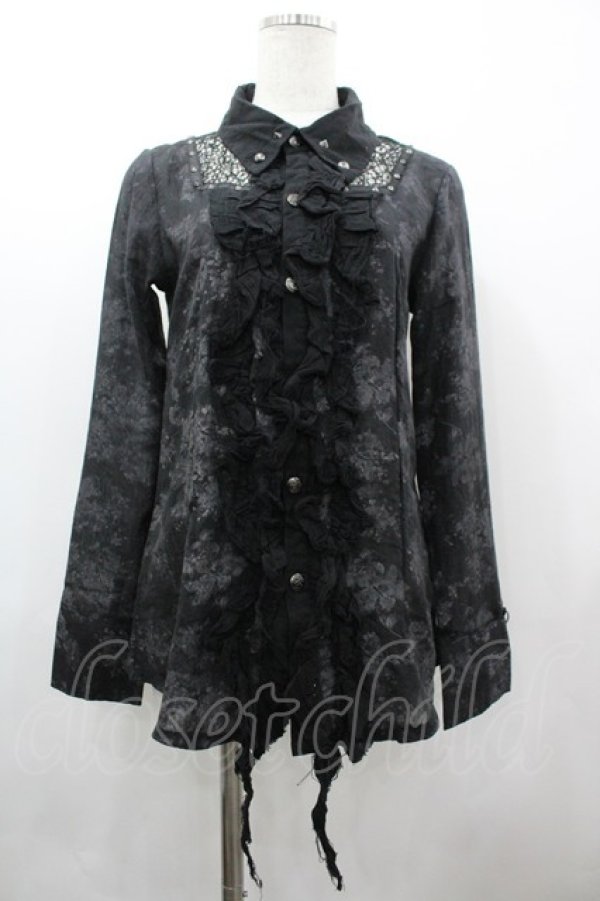 画像1: SEX POT ReVeNGe / ガーゼフリルスタッズシャツ M 黒 I-26-03-14-021-SP-BL-TE-ZI (1)