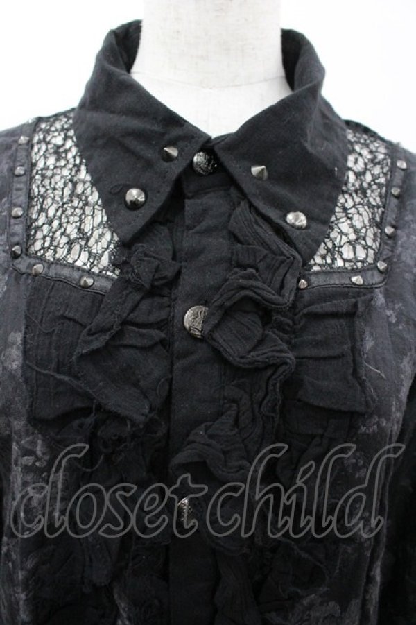 画像3: SEX POT ReVeNGe / ガーゼフリルスタッズシャツ M 黒 I-26-03-14-021-SP-BL-TE-ZI (3)