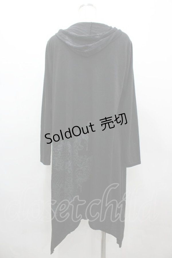 画像2: ALGONQUINS / バックプリントフード付きカーディガン F 黒 I-26-03-14-024-AL-TO-TE-ZI (2)