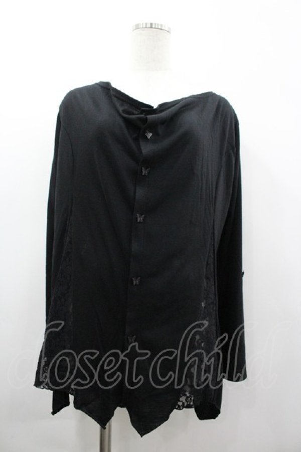 画像1: ALGONQUINS / 蝶ボタンレース切替カーディガン F 黒 I-26-03-14-026-AL-TO-TE-ZI (1)