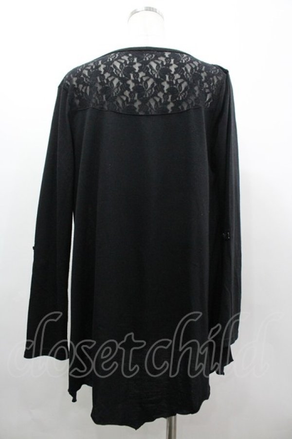 画像2: ALGONQUINS / 蝶ボタンレース切替カーディガン F 黒 I-26-03-14-026-AL-TO-TE-ZI (2)