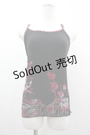 画像: gouk / 梅柄キャミソール  黒×赤 I-26-03-14-030-GO-TO-TE-ZI