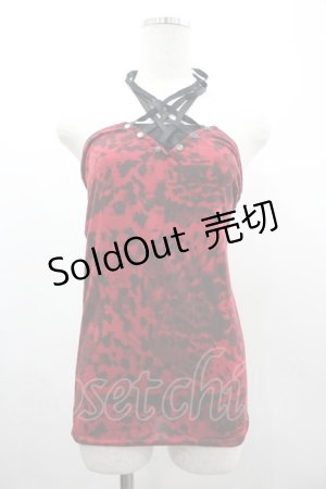 画像: SEX POT ReVeNGe / クロスホルターレオパードキャミ M 赤×黒 I-26-03-14-031-SP-TO-TE-ZI