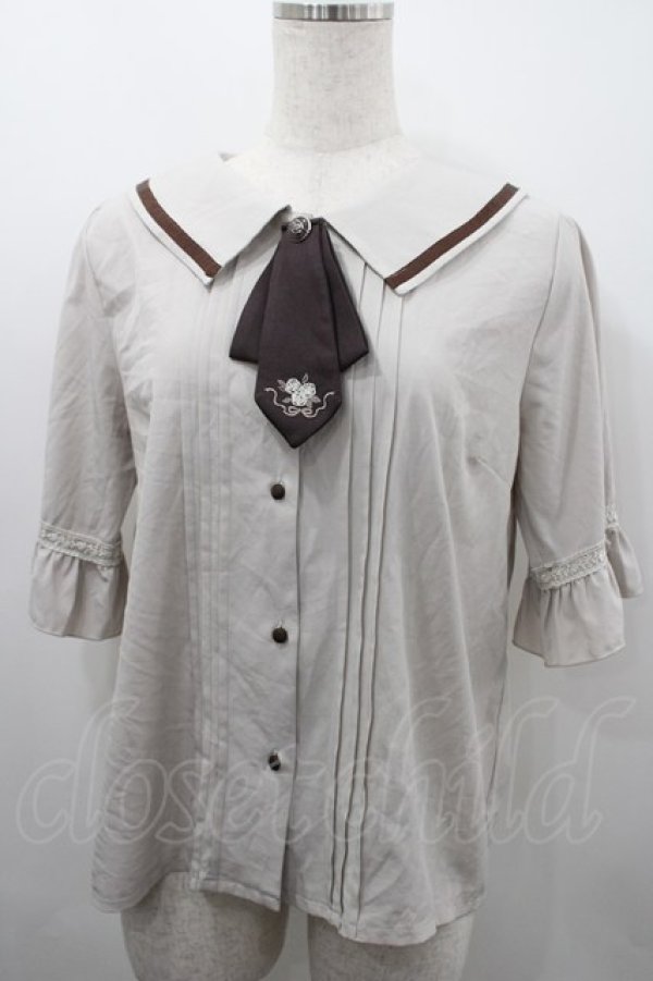 画像1: axes femme / タイ付ブラウス  ベージュ I-26-03-16-001-AX-BL-SA-ZI (1)