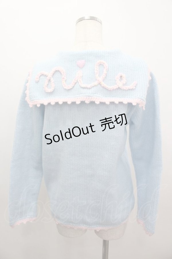 画像3: Nile Perch / セーラー襟モチーフニットカーディガン  サックスｘピンク I-26-03-16-028-LO-TO-SA-ZI (3)