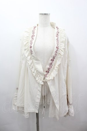 画像: Ozz oneste / 刺繍フリル姫袖カーディガン  生成り I-26-03-16-036-OO-TO-SA-ZI