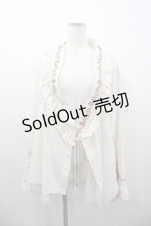 画像: Ozz oneste / 刺繍フリル姫袖カーディガン  生成り I-26-03-16-036-OO-TO-SA-ZI