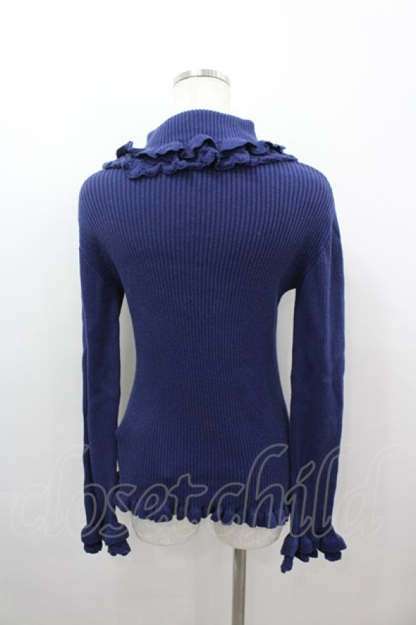 画像3: PINK HOUSE / フリル使いタートルリブニット  ネイビー I-26-03-16-037-LO-TO-SA-ZI (3)