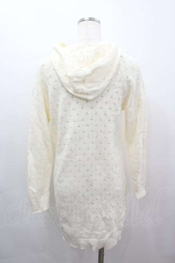 画像3: PINK HOUSE / 透かしニットロングフードカーディガン  アイボリー I-26-03-16-038-LO-TO-SA-ZI (3)