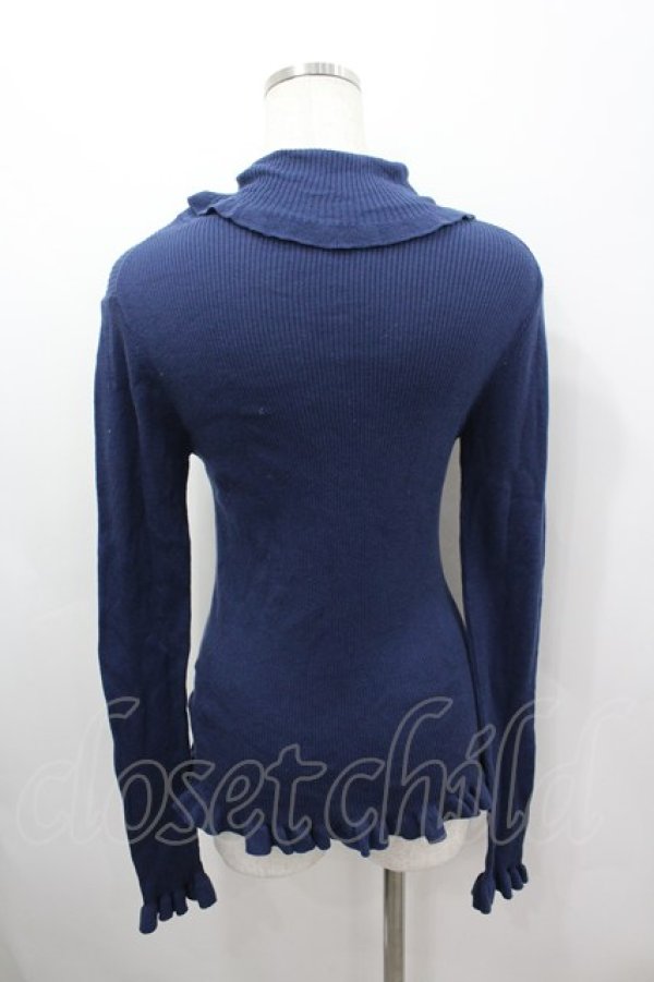 画像3: PINK HOUSE / ボタンハイネックニットトップス  ネイビー I-26-03-16-040-LO-TO-SA-ZI (3)