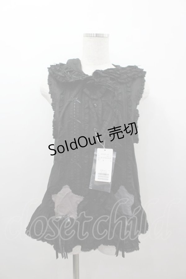 画像1: PINK HOUSE / 星形ワッペン付き配色フリルベスト  黒 I-26-03-16-043-LO-TO-SA-ZI (1)