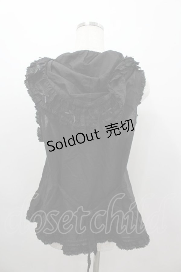 画像3: PINK HOUSE / 星形ワッペン付き配色フリルベスト  黒 I-26-03-16-043-LO-TO-SA-ZI (3)