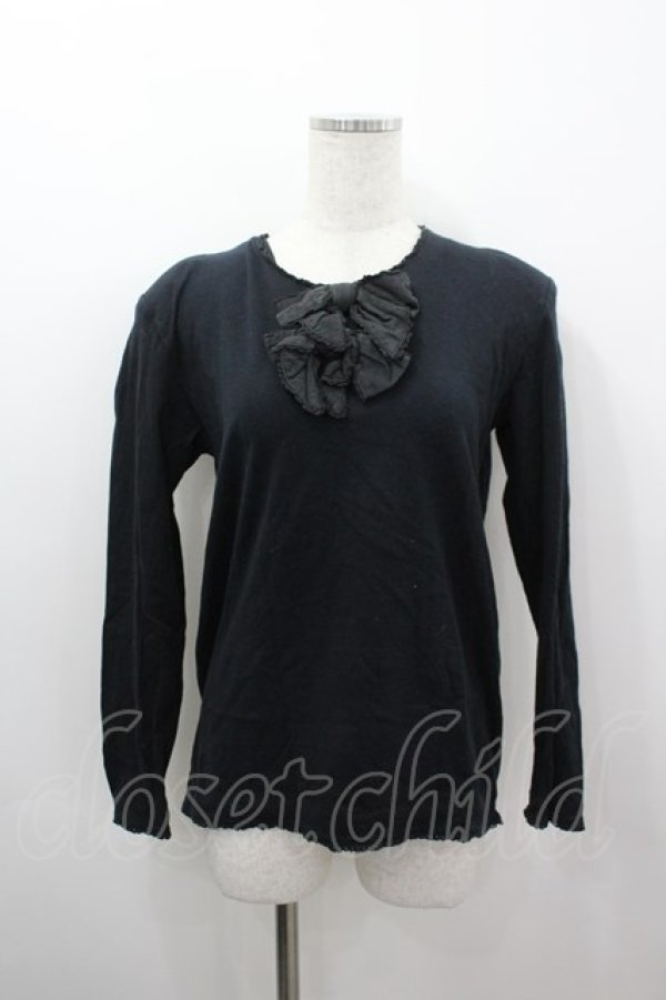 画像1: PINK HOUSE / ダブルリボンカットソー  黒 I-26-03-16-048-LO-TO-SA-ZI (1)