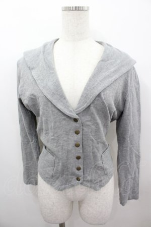 画像: INGEBORG / セーラー襟スナップボタンカーディガン  グレー I-26-03-16-049-LO-TO-SA-ZI