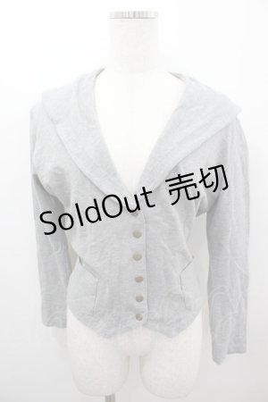 画像: INGEBORG / セーラー襟スナップボタンカーディガン  グレー I-26-03-16-049-LO-TO-SA-ZI