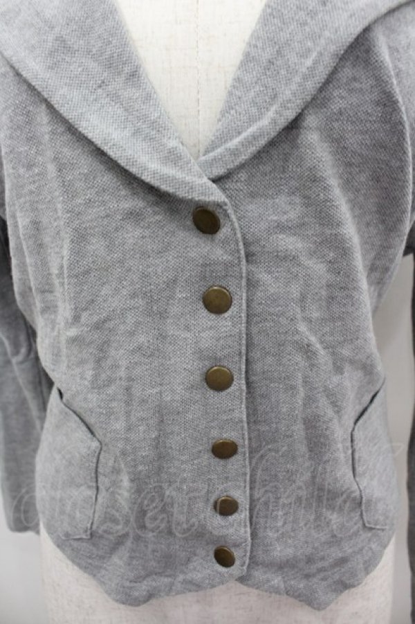 画像2: INGEBORG / セーラー襟スナップボタンカーディガン  グレー I-26-03-16-049-LO-TO-SA-ZI (2)
