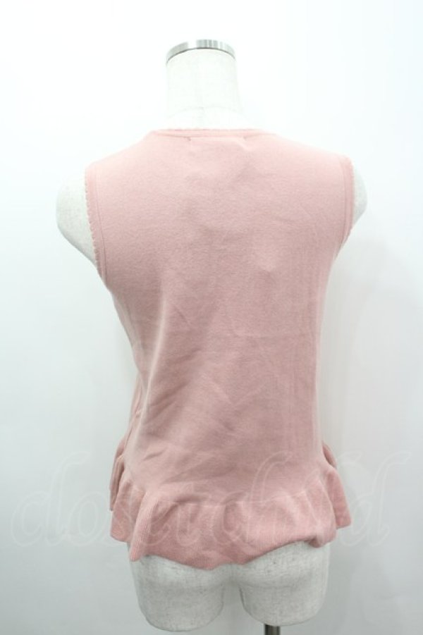 画像3: KANEKO ISAO / フロントリボンノースリーブニットトップス  ピンク I-26-03-16-052-EL-TO-SA-ZI (3)