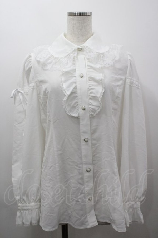 画像1: MIHO MATSUDA / はしごレース袖ブラウス L 白 I-26-03-16-006-GO-BL-SA-ZI (1)