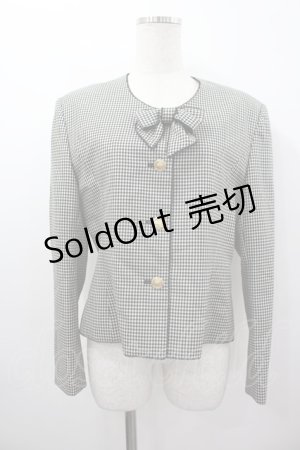 画像: KANEKO ISAO / チェックリボンジャケット  黒Ｘ白チェック I-26-03-16-057-EL-JA-SA-ZI