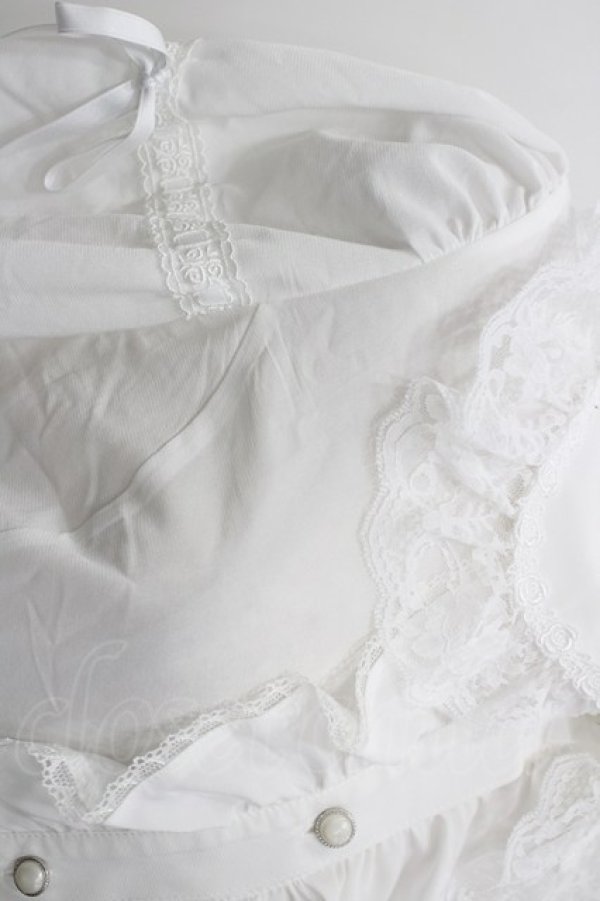 画像2: MIHO MATSUDA / はしごレース袖ブラウス L 白 I-26-03-16-006-GO-BL-SA-ZI (2)