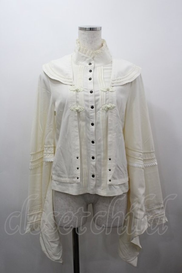 画像1: Desoro Works / チャイナスナップボタンブラウス  生成り I-26-03-16-007-GO-BL-SA-ZI (1)