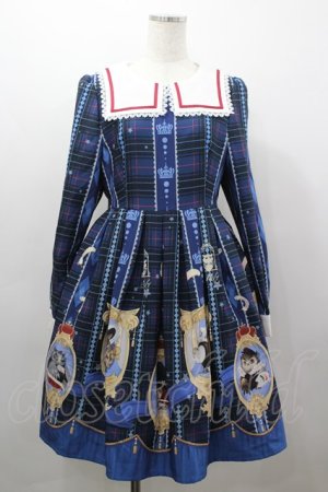 画像: MiKi（海外ロリータブランド） / フクロウ額縁チェックセーラー襟ワンピース  青Ｘチェック I-26-03-16-065-LO-OP-SA-ZI