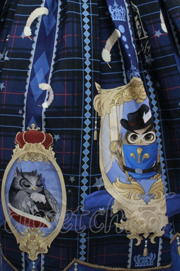 画像6: MiKi（海外ロリータブランド） / フクロウ額縁チェックセーラー襟ワンピース  青Ｘチェック I-26-03-16-065-LO-OP-SA-ZI (6)