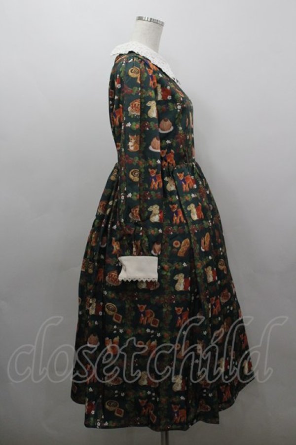 画像4: axes femme kawaii / 森のケーキ屋さん柄ワンピース M グリーン I-26-03-16-072-AX-OP-SA-ZI (4)