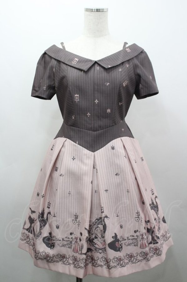 画像1: Secret Honey / オフショルストライプワンピース(オーロラ姫ver)  ピンク I-26-03-16-076-CA-OP-SA-ZI (1)