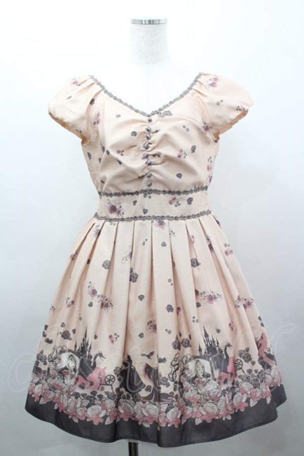 画像1: Secret Honey / ローズ柄ワンピース（眠れる森の美女ver.）  ピンクベージュ I-26-03-16-079-CA-OP-SA-ZI (1)