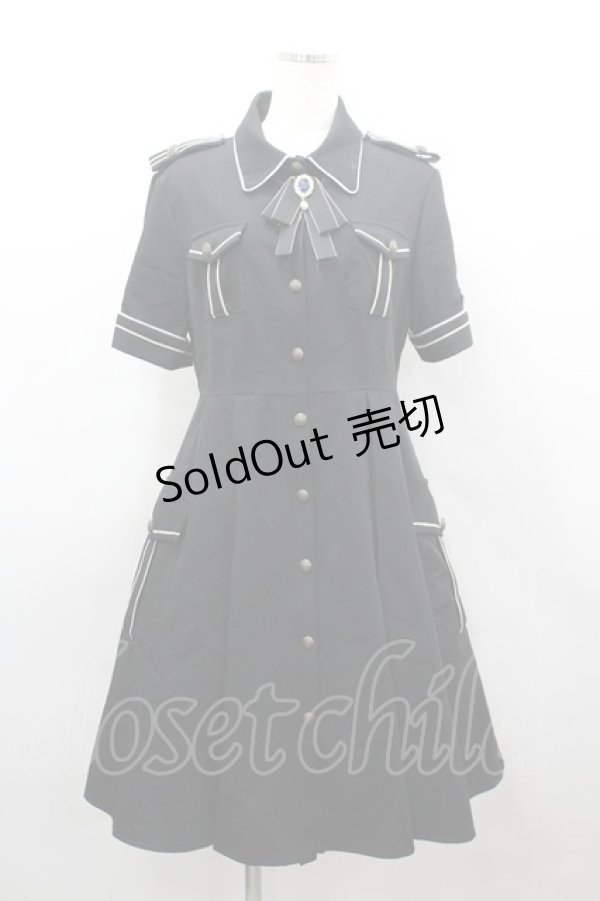 画像1: LOLITAその他(お買取対象外) / リボンビジュー付き半袖ワンピース  黒Ｘ白 I-26-03-16-083-LO-OP-SA-ZI (1)