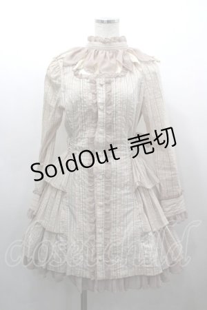 画像: ALGONQUINS / チョーカー付きストライプ長袖ワンピース  ピンク I-26-03-16-085-AL-OP-SA-ZI