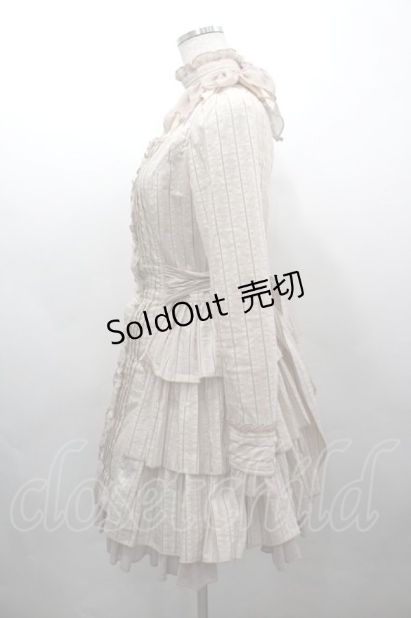 画像2: ALGONQUINS / チョーカー付きストライプ長袖ワンピース  ピンク I-26-03-16-085-AL-OP-SA-ZI (2)