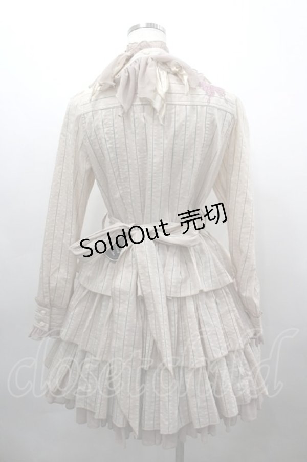 画像3: ALGONQUINS / チョーカー付きストライプ長袖ワンピース  ピンク I-26-03-16-085-AL-OP-SA-ZI (3)