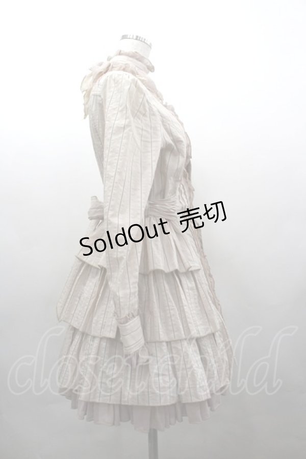 画像4: ALGONQUINS / チョーカー付きストライプ長袖ワンピース  ピンク I-26-03-16-085-AL-OP-SA-ZI (4)