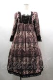 画像1: OZZ ANGELO / 胸元レース&総柄半袖ワンピース  ボルドー I-26-03-16-086-OO-OP-SA-ZI (1)