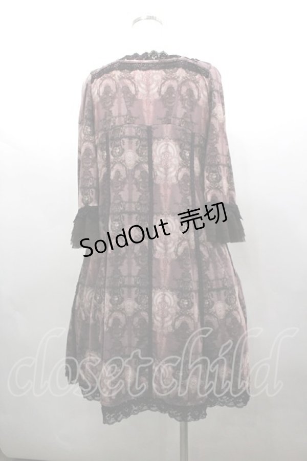 画像3: OZZ ANGELO / 胸元レース&総柄半袖ワンピース  ボルドー I-26-03-16-086-OO-OP-SA-ZI (3)