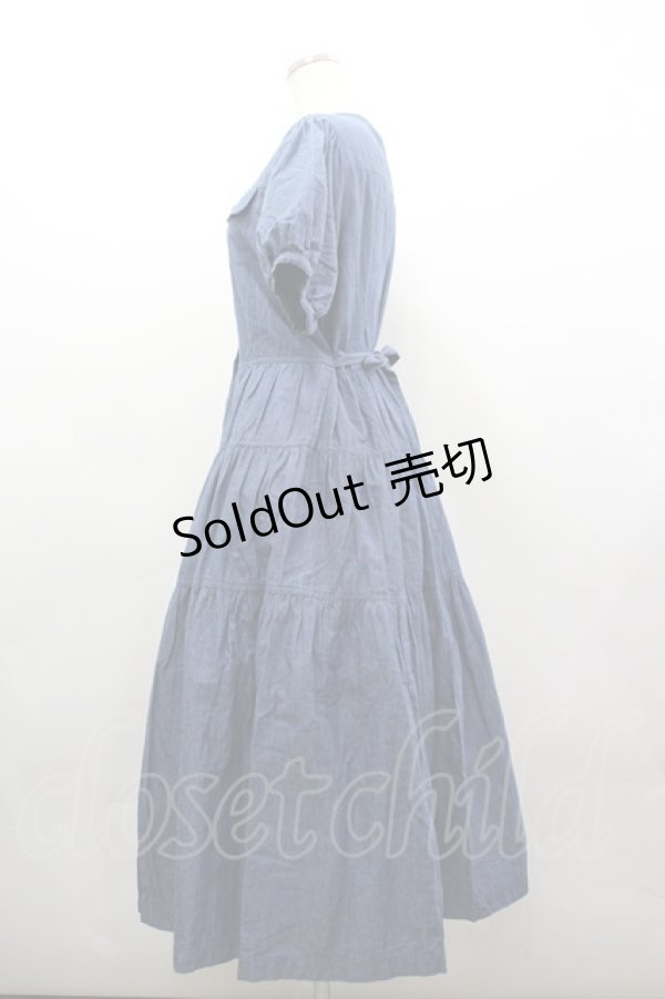 画像2: PINK HOUSE / ティアードワンピース  青 I-26-03-16-088-LO-OP-SA-ZI (2)