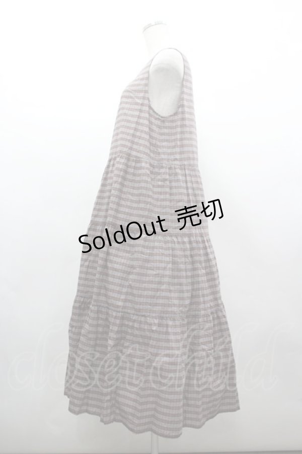 画像2: PINK HOUSE / ローンノースリーブチェックワンピース  黒Ｘ赤チェック I-26-03-16-089-LO-OP-SA-ZI (2)